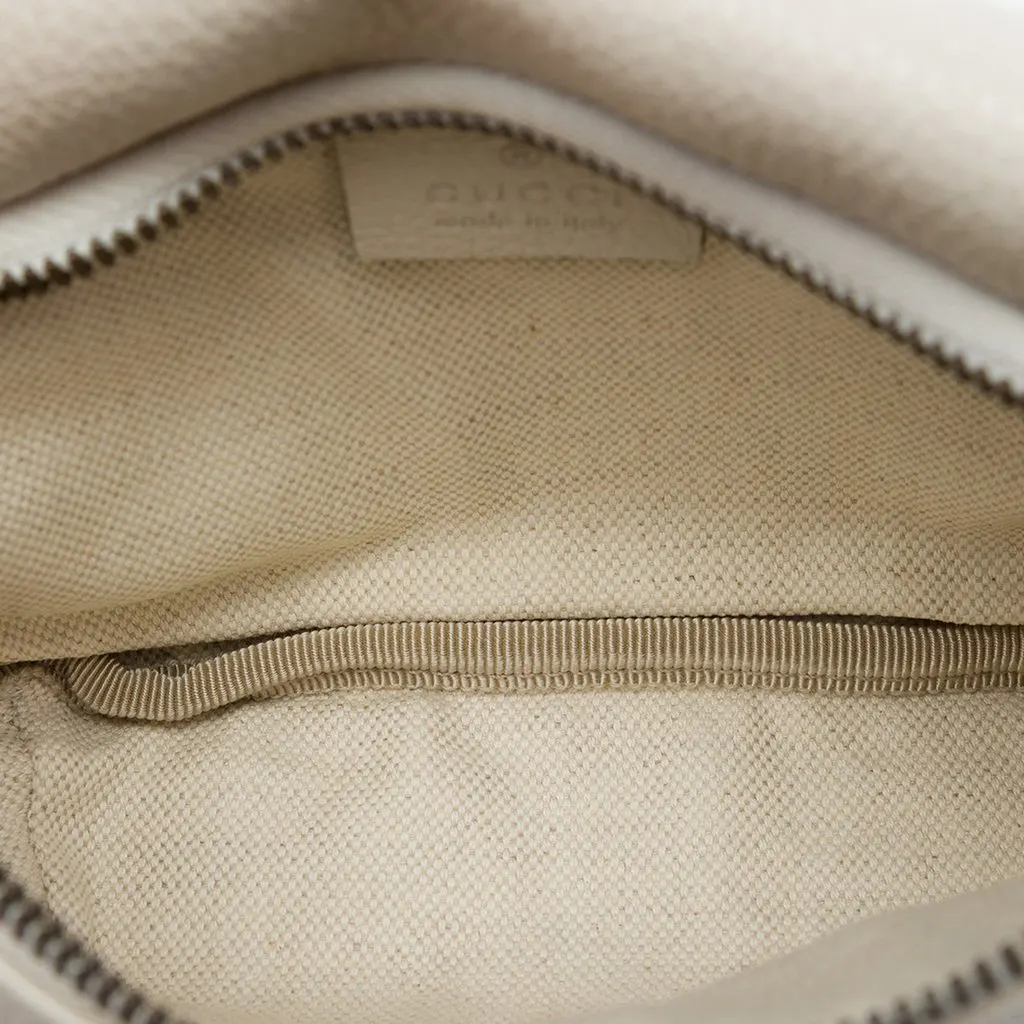 Gucci Small Grained Calfskin Web Logo Belt Bag White Leather Very good - Model View