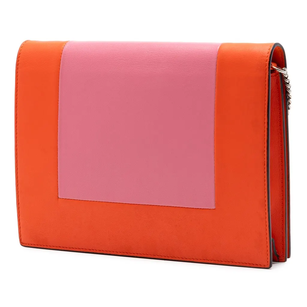 Celine Leather Frame Wallet on Chain Orange Leather Very good - Back View