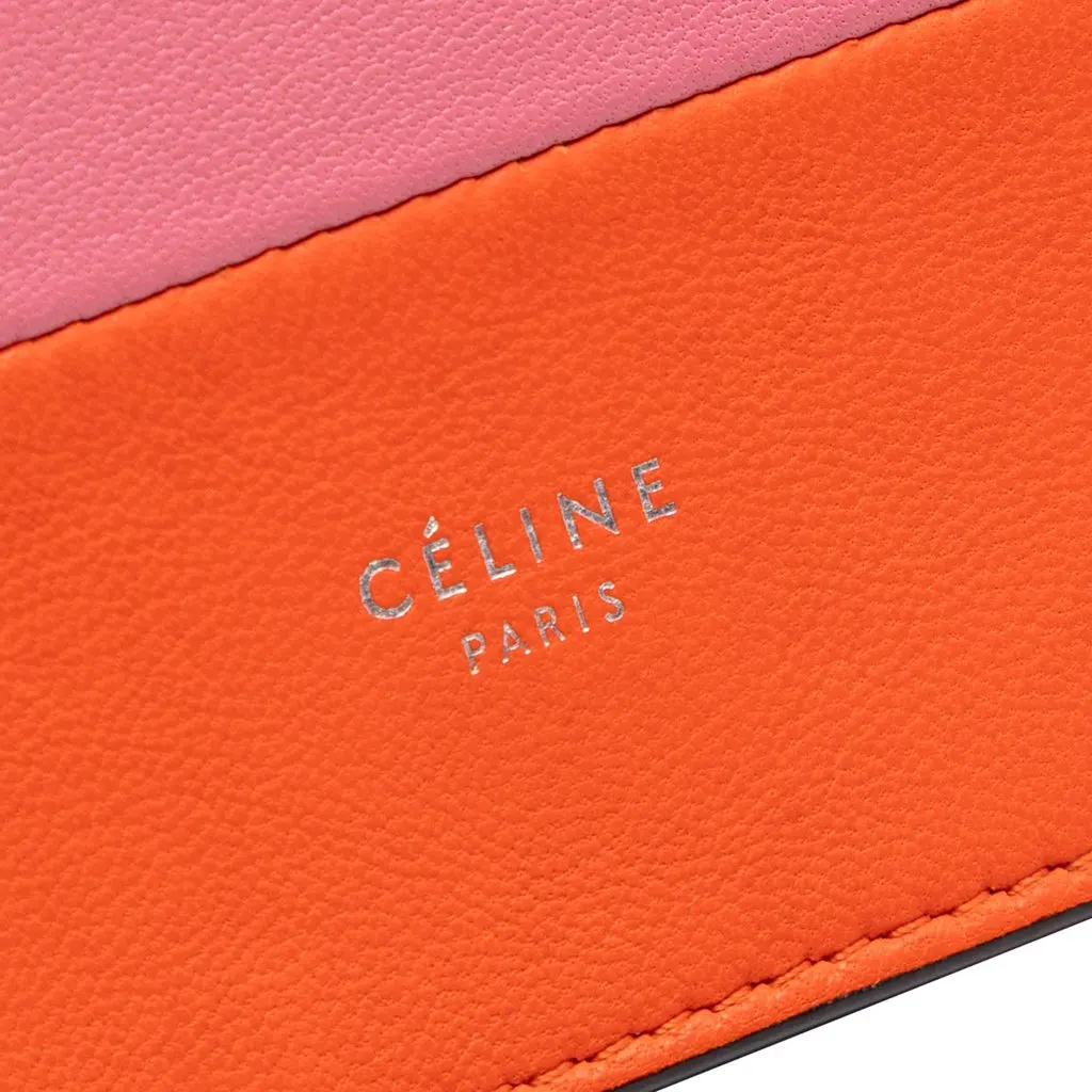 Celine Leather Frame Wallet on Chain Orange Leather Very good - Box View