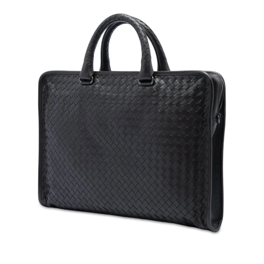 Bottega Veneta Nappa Intrecciato Business Bag Black Leather Very good - Back View