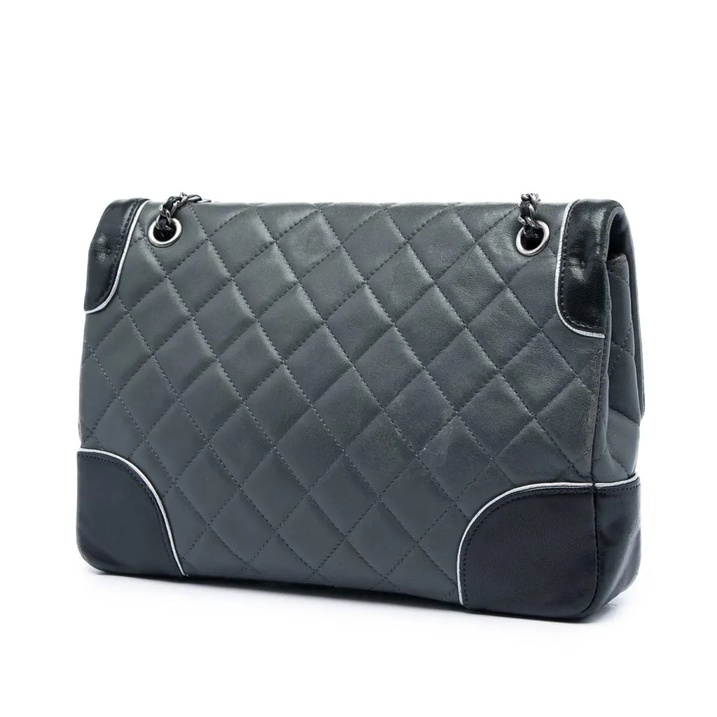 Chanel Paris Salzburg Medium Bicolor Quilted Lambskin Tyrolean Flap MultiColor Leather Very good - Back View