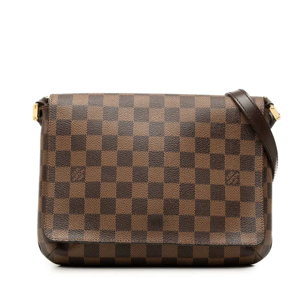 Louis Vuitton Damier Ebene Musette Tango Short Strap Brown Good - Front View
