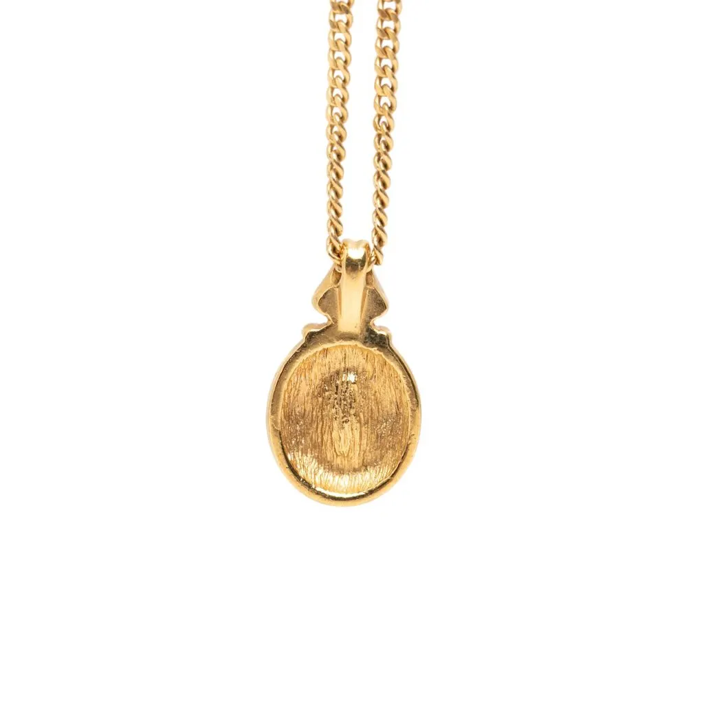 Dior Gold Plated Enamel Strass Tear Drop Pendant Necklace Gold Metal Very good - Inside View