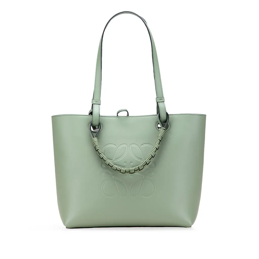 Loewe Small Smooth Calfskin Anagram Tote Green Leather Very good - Front View