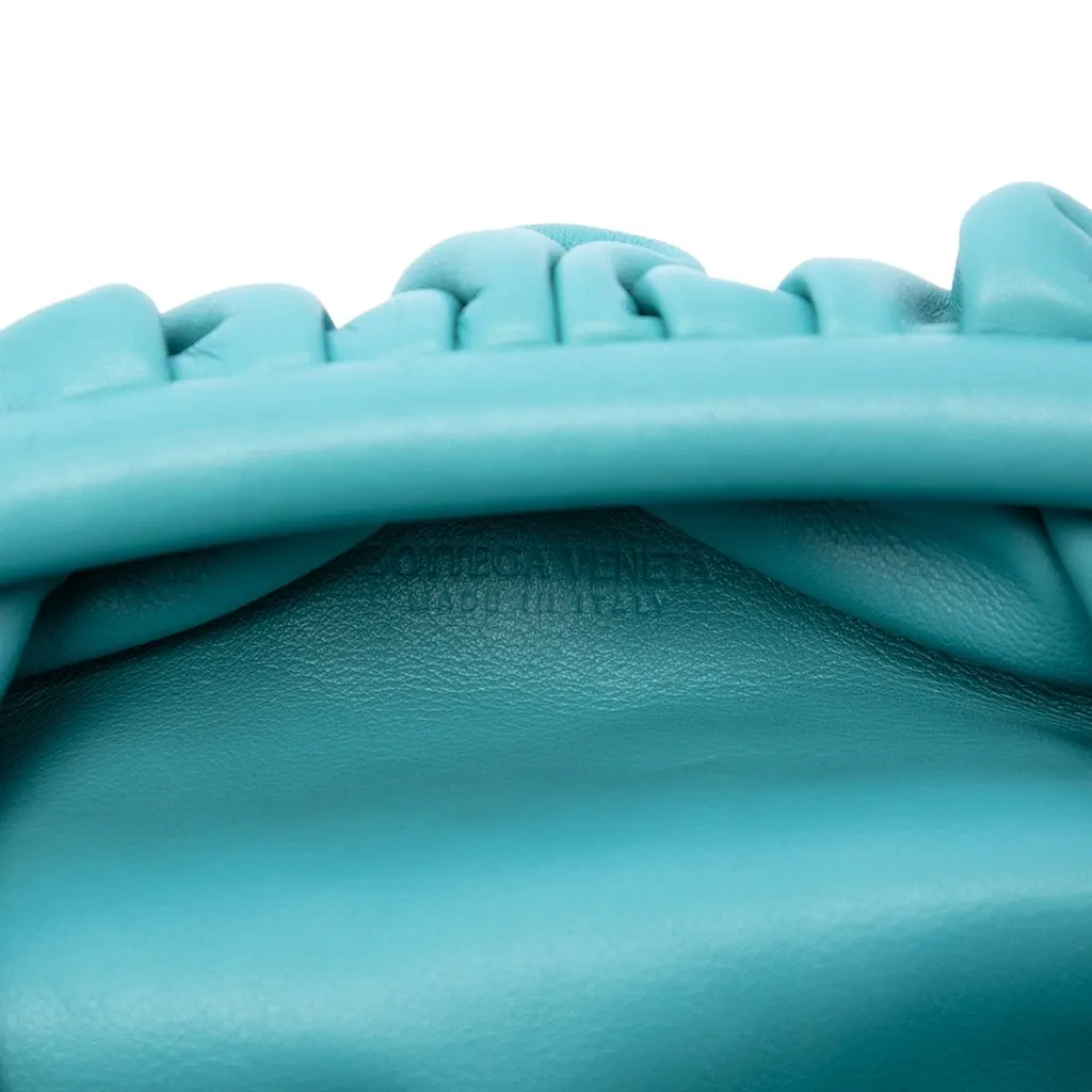 Bottega Veneta Lambskin The Mini Pouch Crossbody Blue Leather Very good - Box View