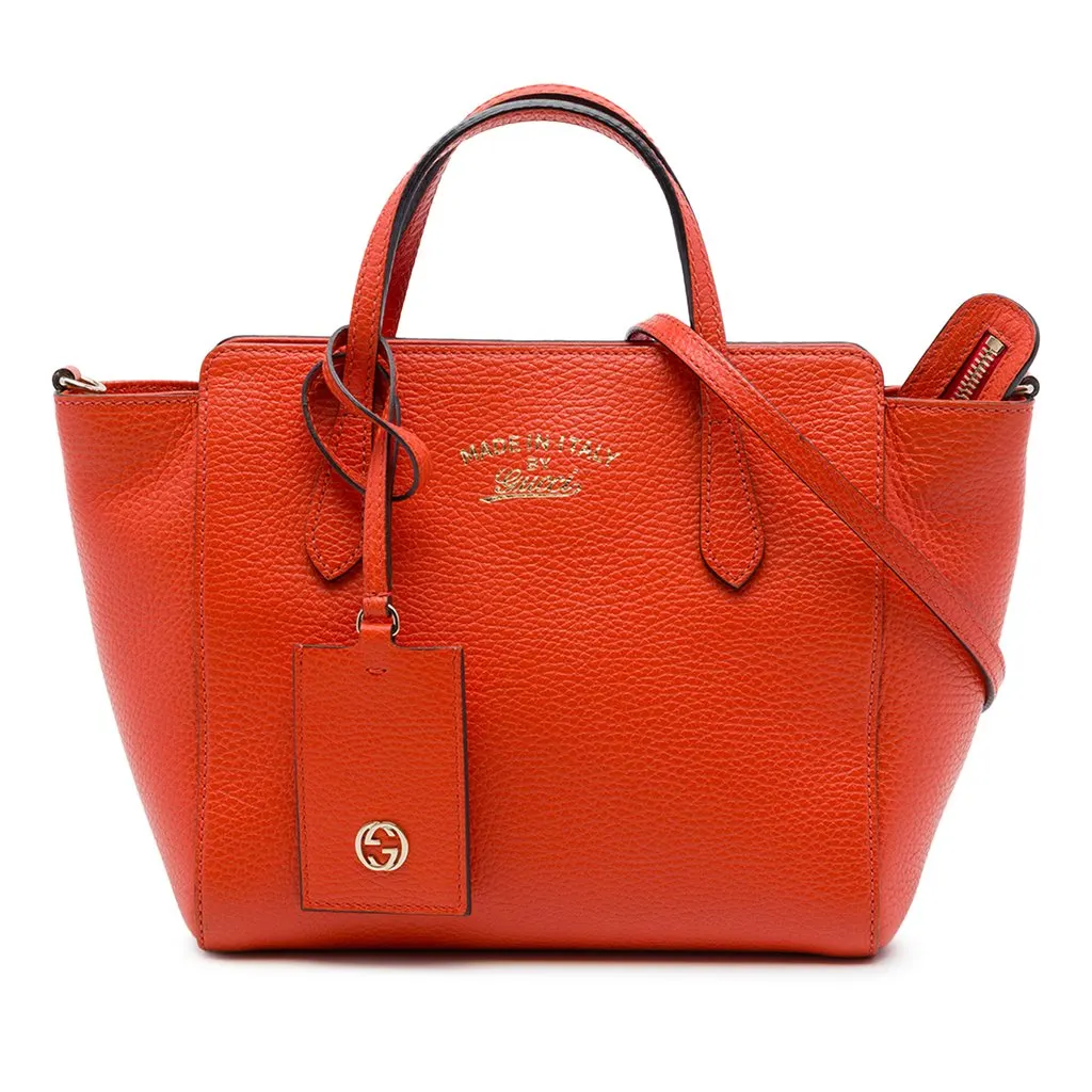 Gucci Mini Calfskin Swing Satchel Orange Leather Good - Front View