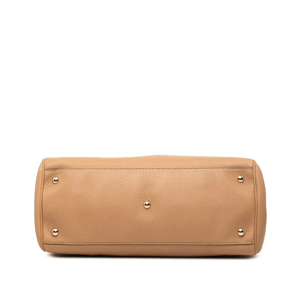 Gucci Limited Edition Medium Calfskin Bamboo Shopper Satchel Brown Leather Good - Inside View