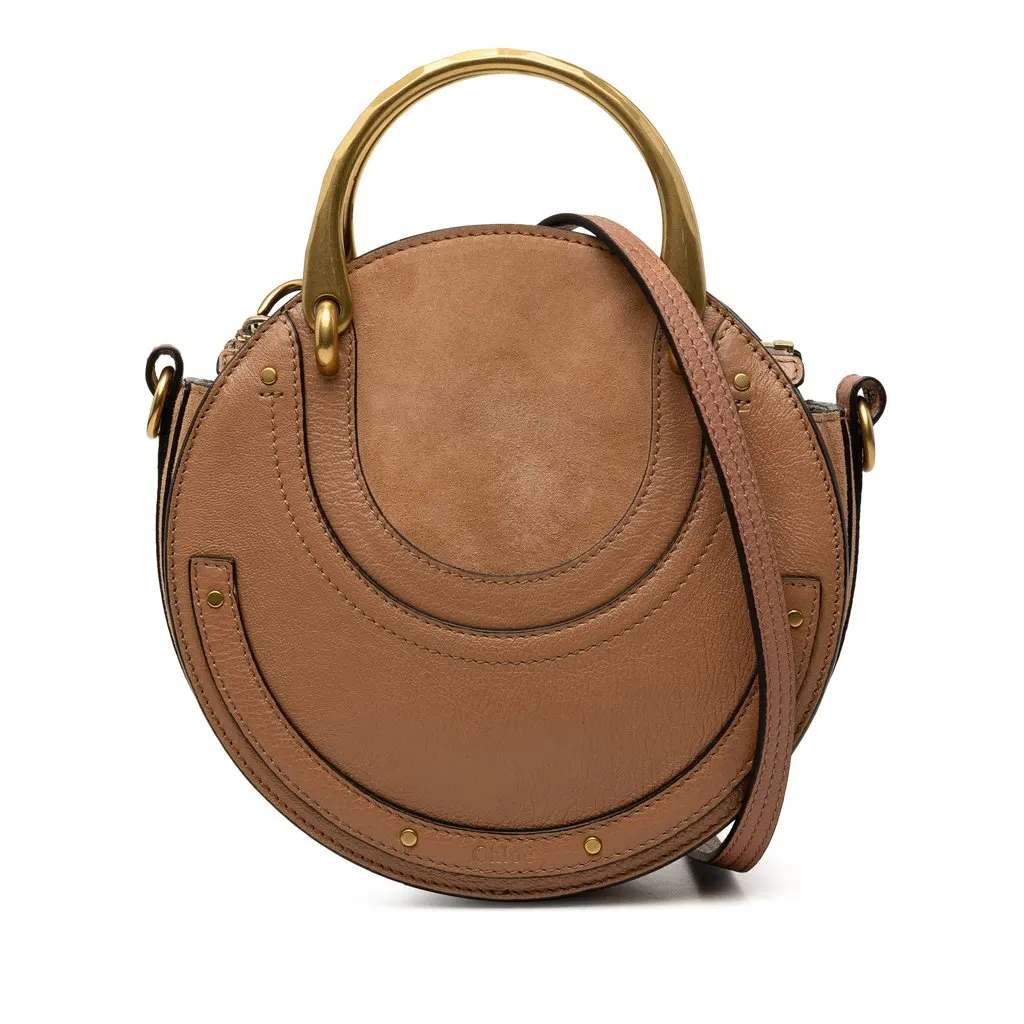 Chloé Small Calfskin and Suede Pixie Satchel Brown Leather Very good - Front View