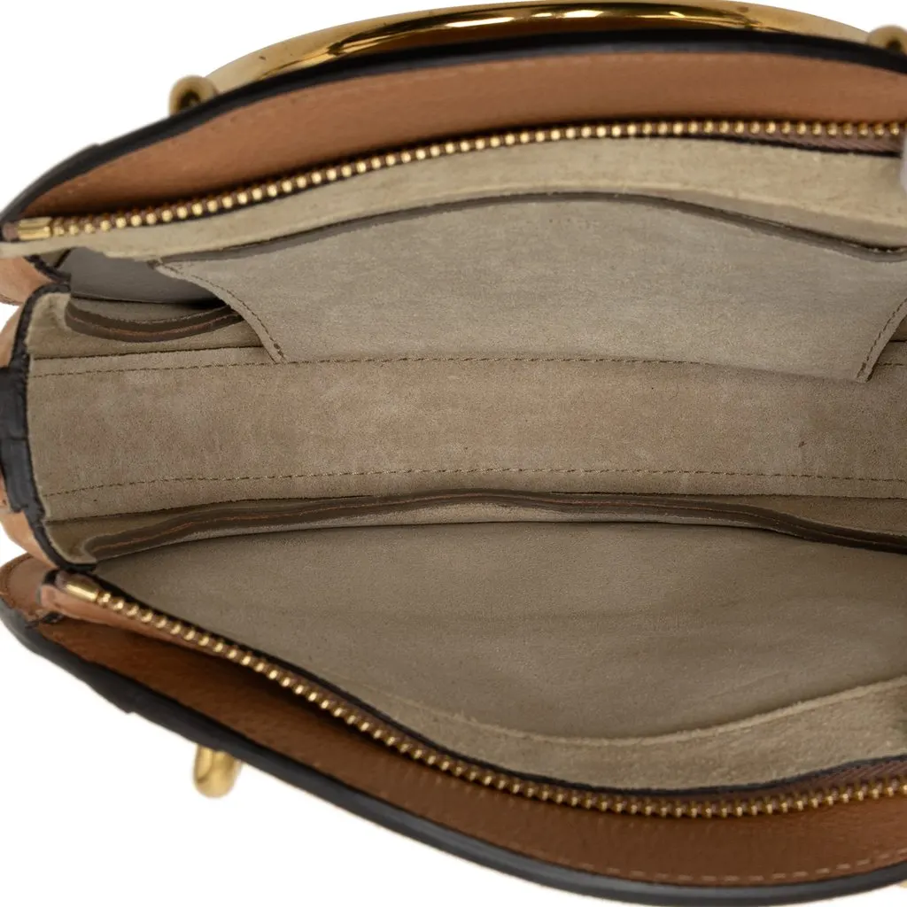 Chloé Small Calfskin and Suede Pixie Satchel Brown Leather Very good - Model View