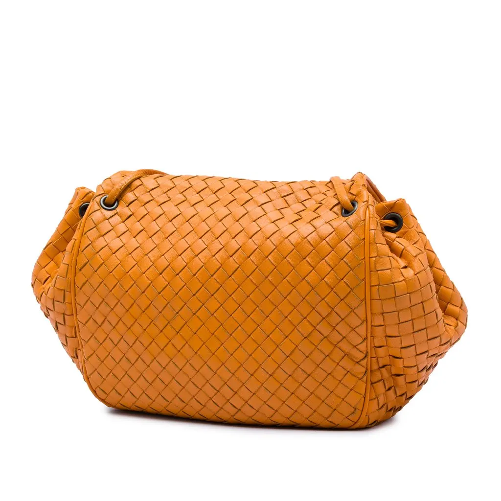 Bottega Veneta Nappa Intrecciato Flap Crossbody Orange Leather Very good - Back View