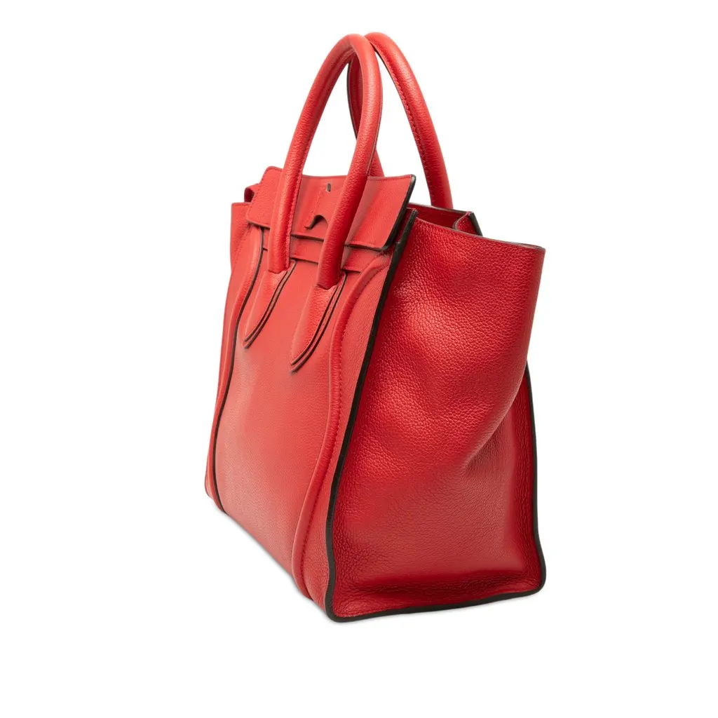 Celine Mini Grained Calfskin Luggage Tote Red Leather Very good - Back View