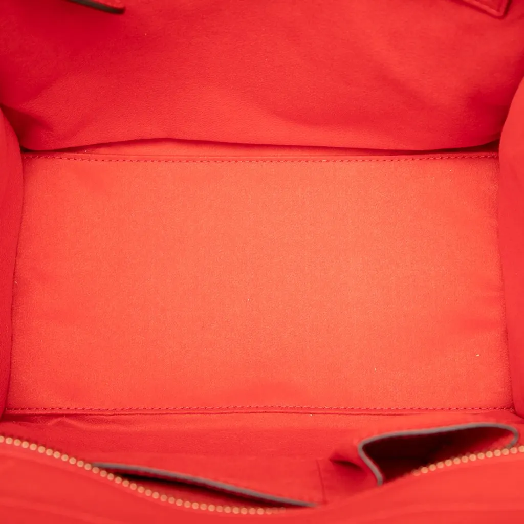 Celine Mini Grained Calfskin Luggage Tote Red Leather Very good - Model View