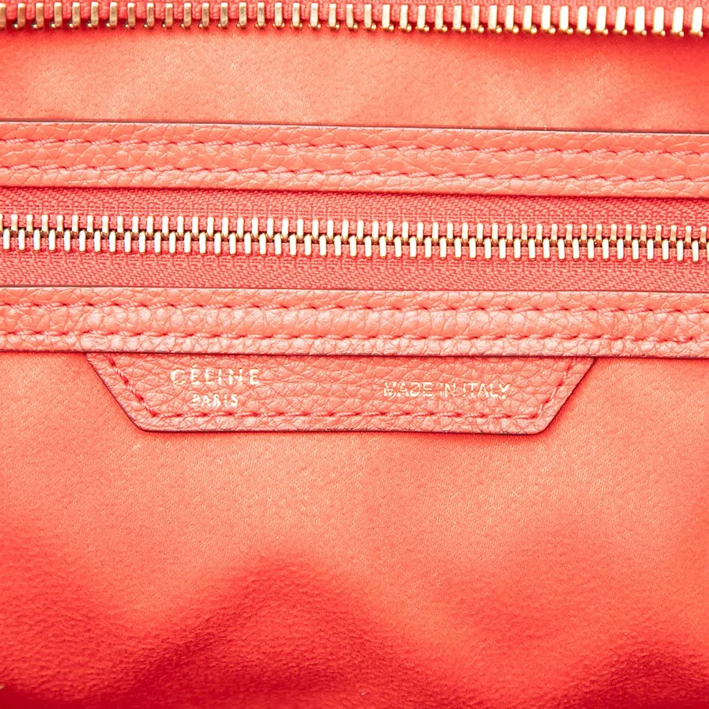 Celine Mini Grained Calfskin Luggage Tote Red Leather Very good - Box View