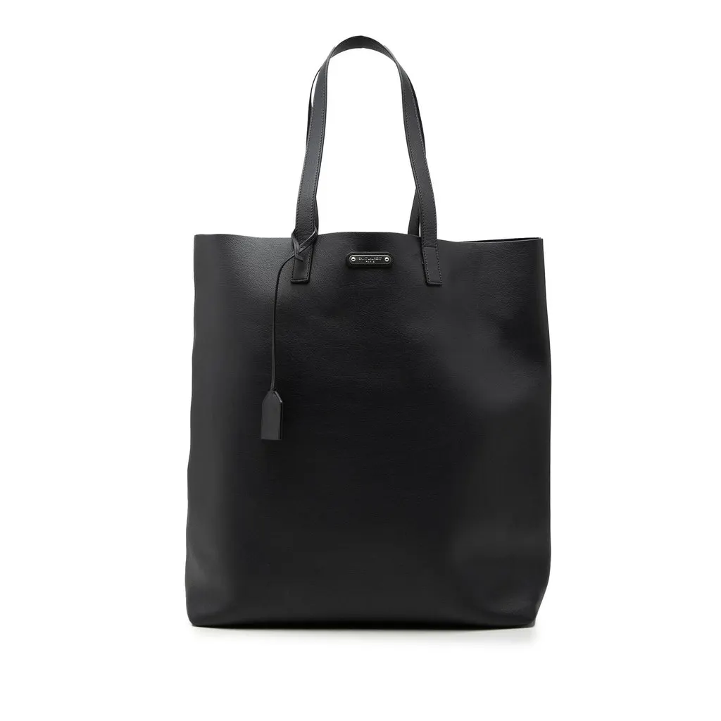 Saint Laurent Smooth Calfskin Bold Shopping Tote Black Leather Very good - Front View