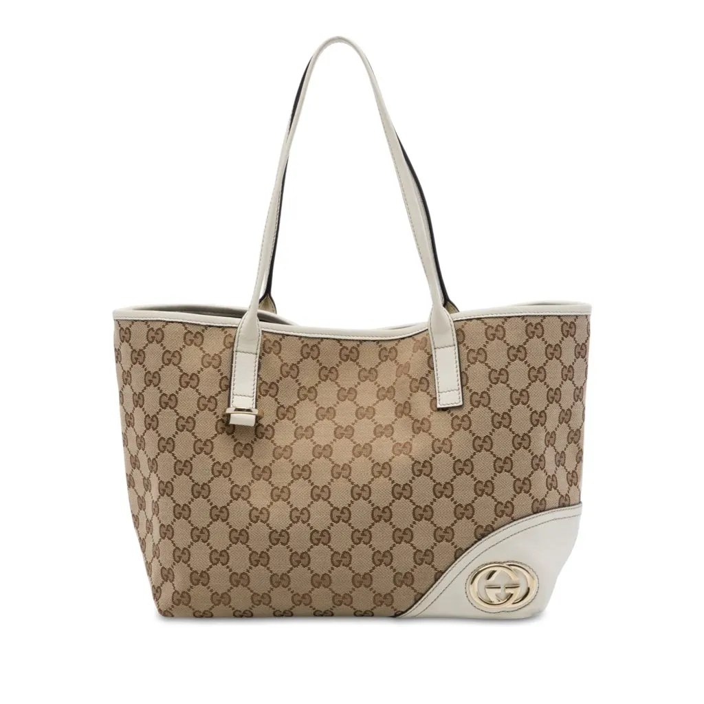 Gucci GG Canvas New Britt Tote Beige Canvas Very good - Front View