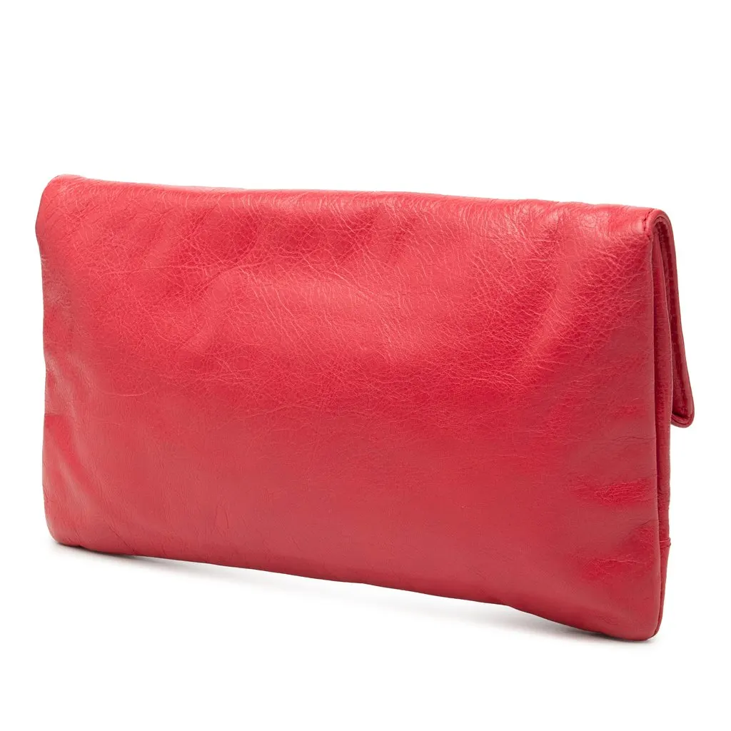 Balenciaga Lambskin Motocross Giant 12 Envelope Clutch Red Leather Good - Back View