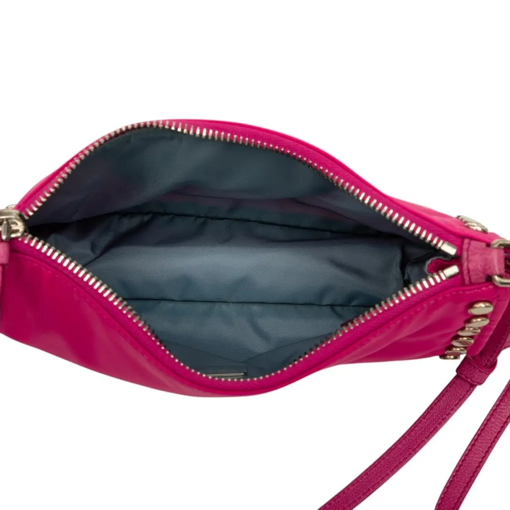 Prada Tessuto Studded Etiquette Shoulder Bag Pink Very good - Model View