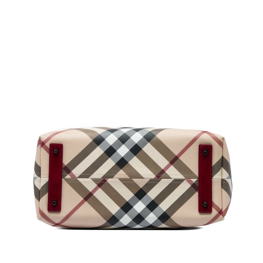 Burberry Supernova Check Coated Canvas Tote Beige Canvas Good - Inside View