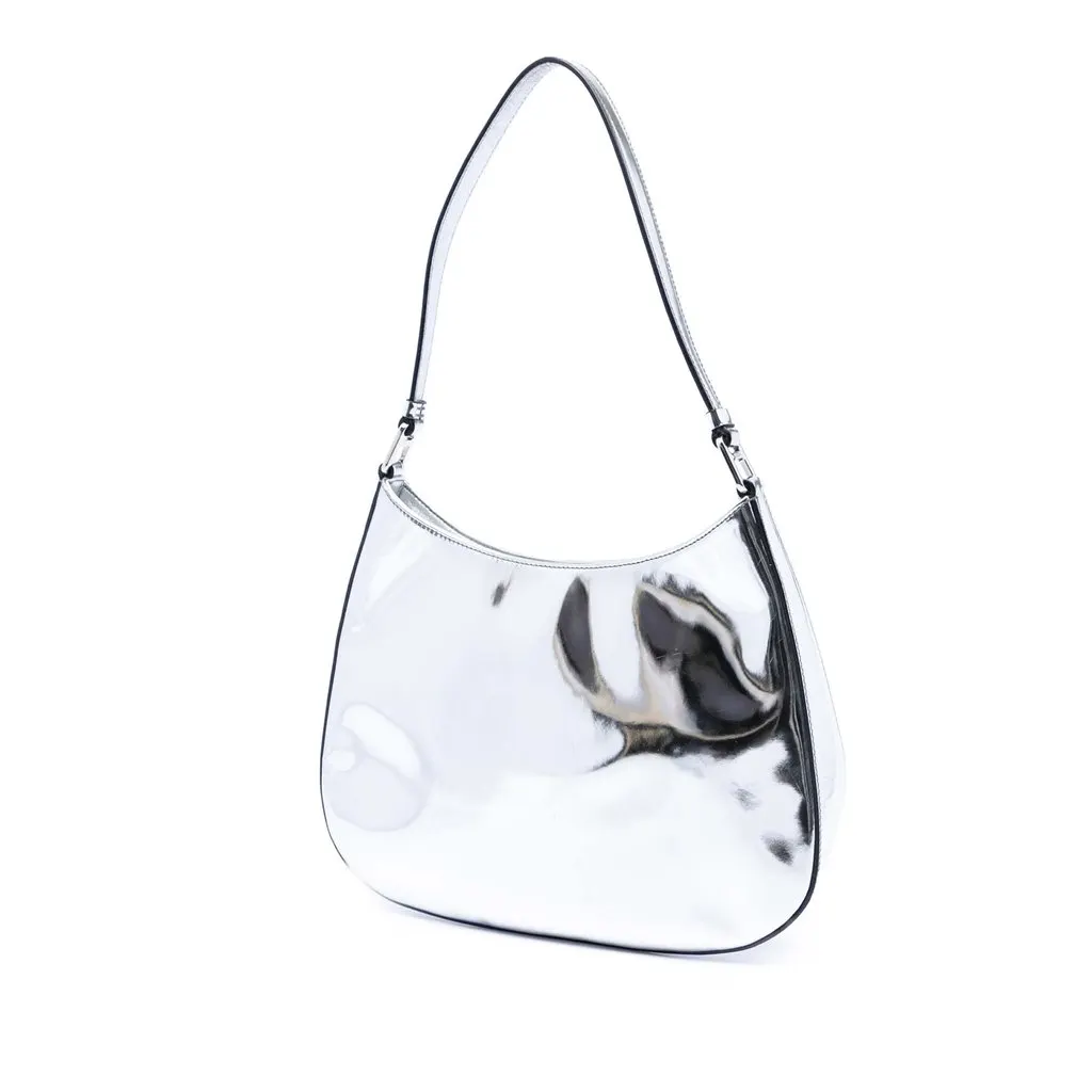 Prada Spazzolato Leather Cleo Shoulder Bag Silver Leather Very good - Back View