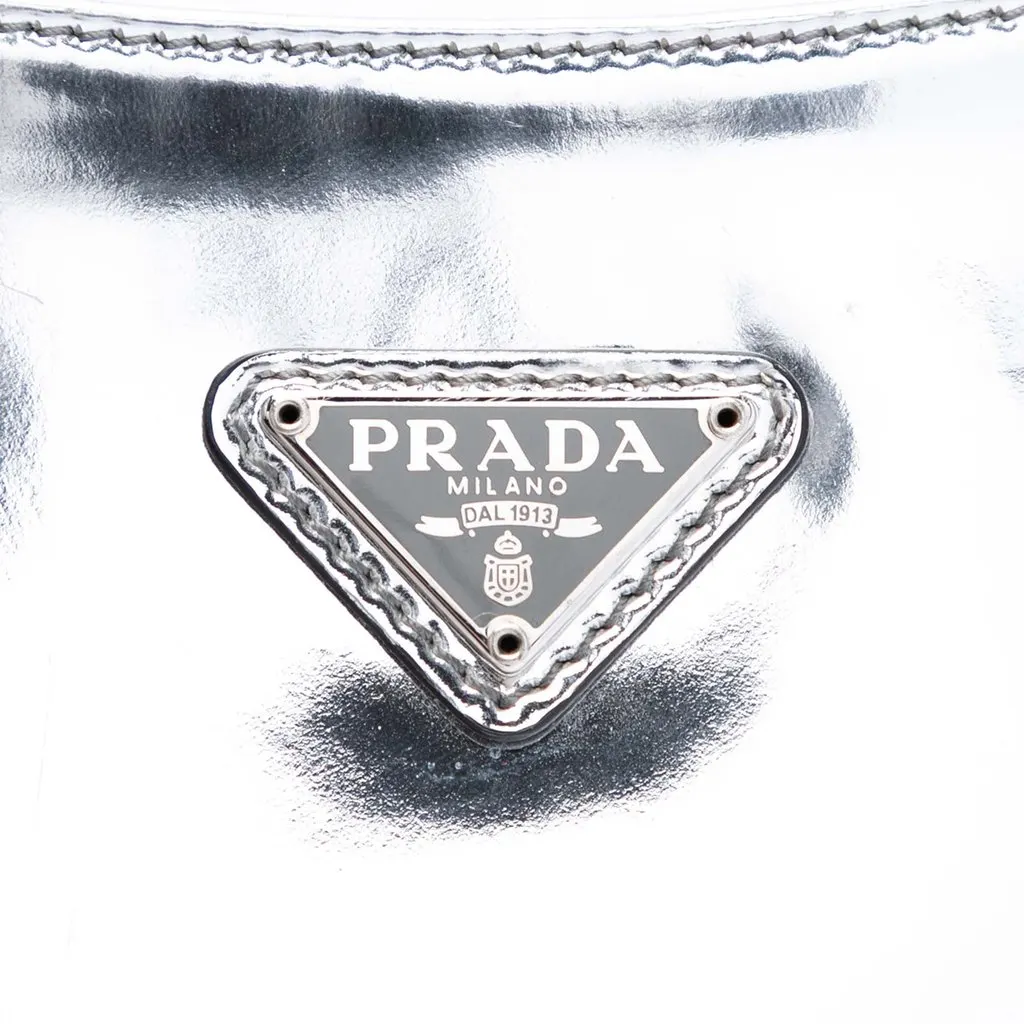 Prada Spazzolato Leather Cleo Shoulder Bag Silver Leather Very good - Box View