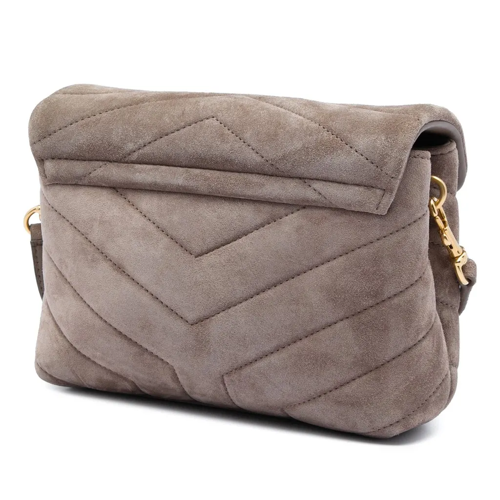 Saint Laurent Toy Matelasse Suede Monogram LouLou Crossbody Brown Leather Very good - Back View
