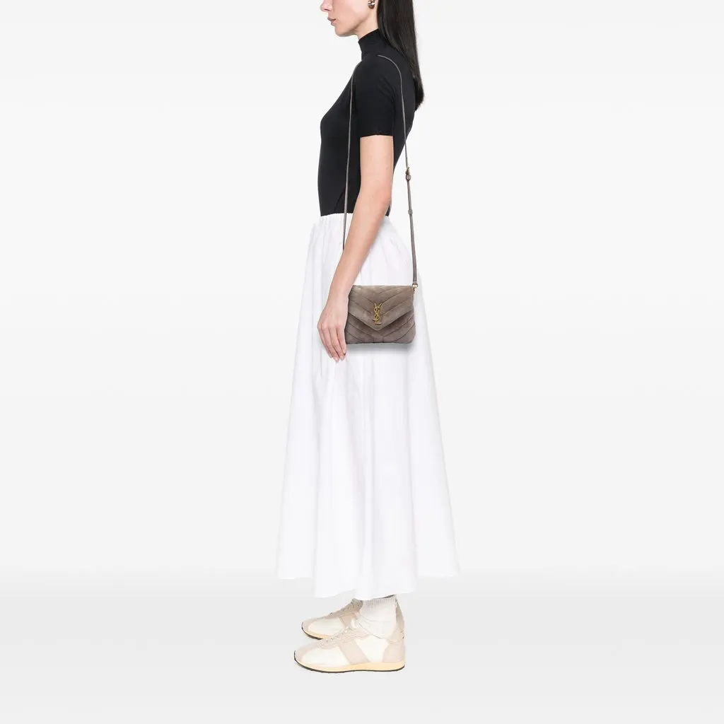 Saint Laurent Toy Matelasse Suede Monogram LouLou Crossbody Brown Leather Very good - Box View