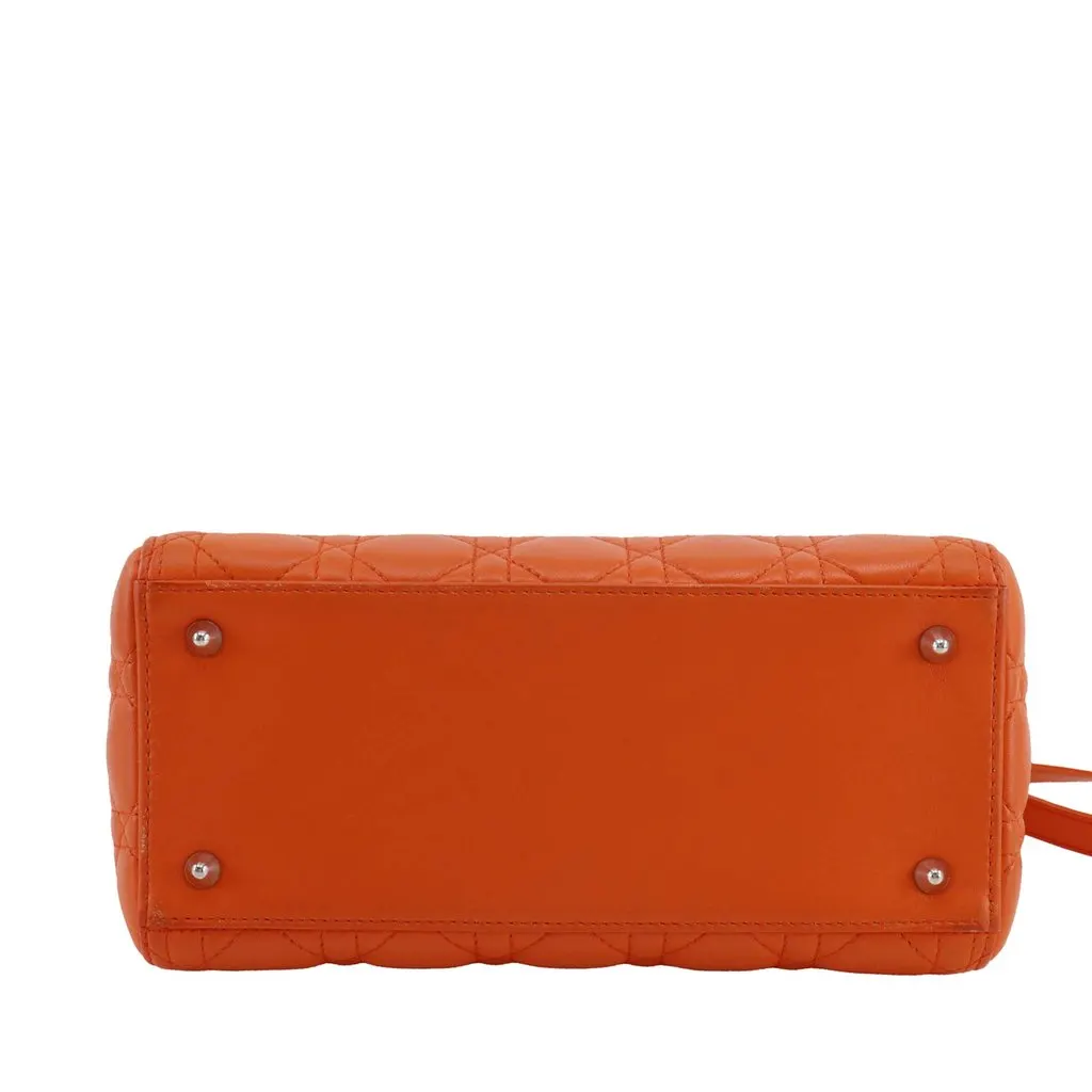 Dior Medium Lambskin Cannage Lady Dior Orange Leather Very good - Inside View