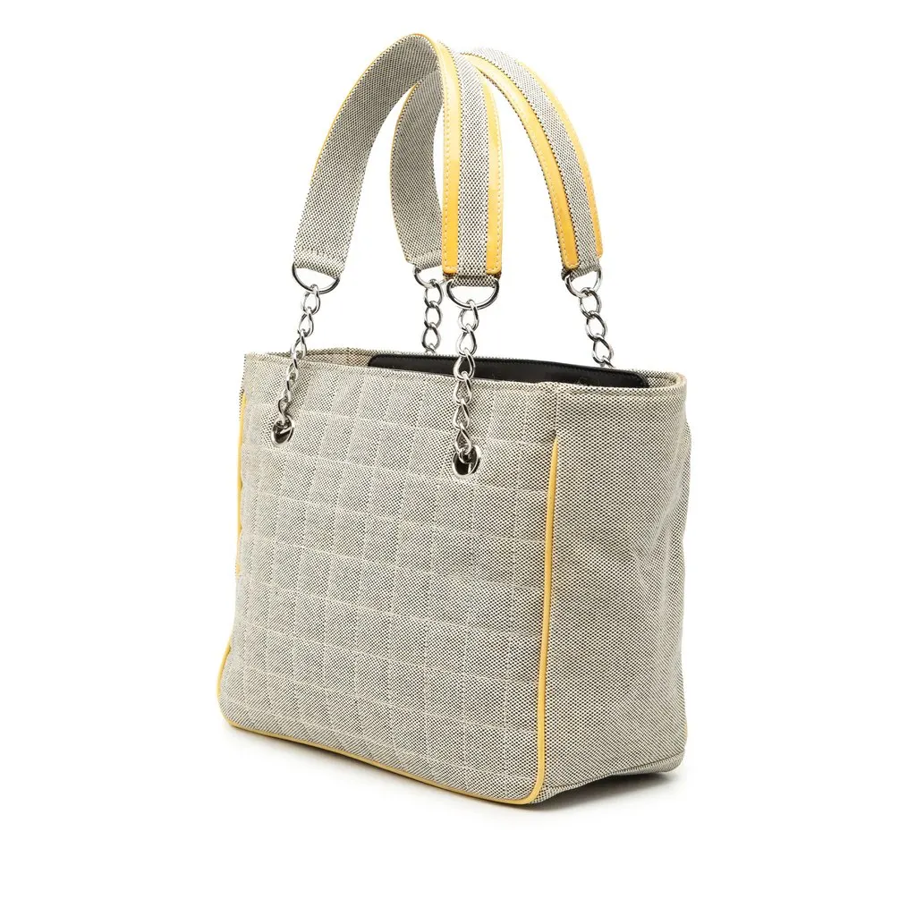 Chanel CC Camellia No. 5 Choco Bar Canvas Tote Silver Very good - Back View
