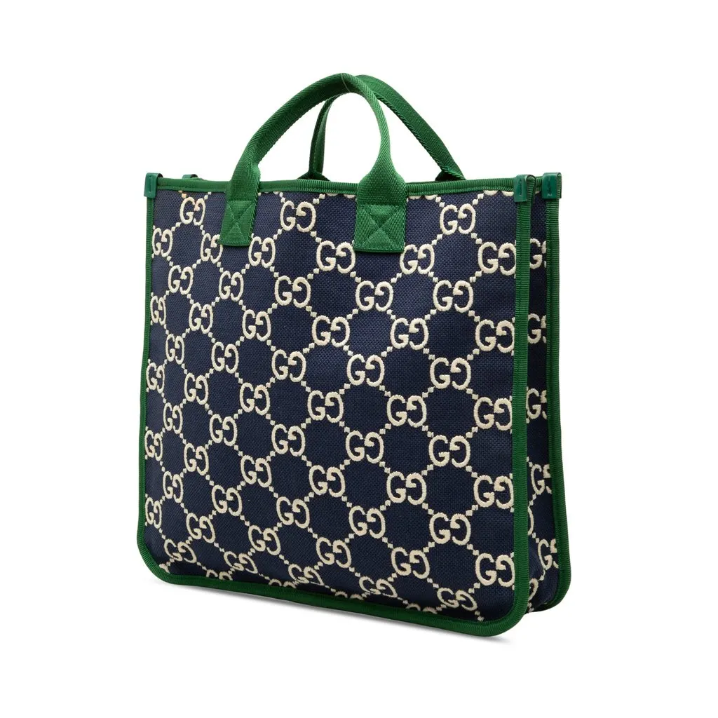 Gucci Childrens GG Nylon Web Tote Blue Polyamide Good - Back View