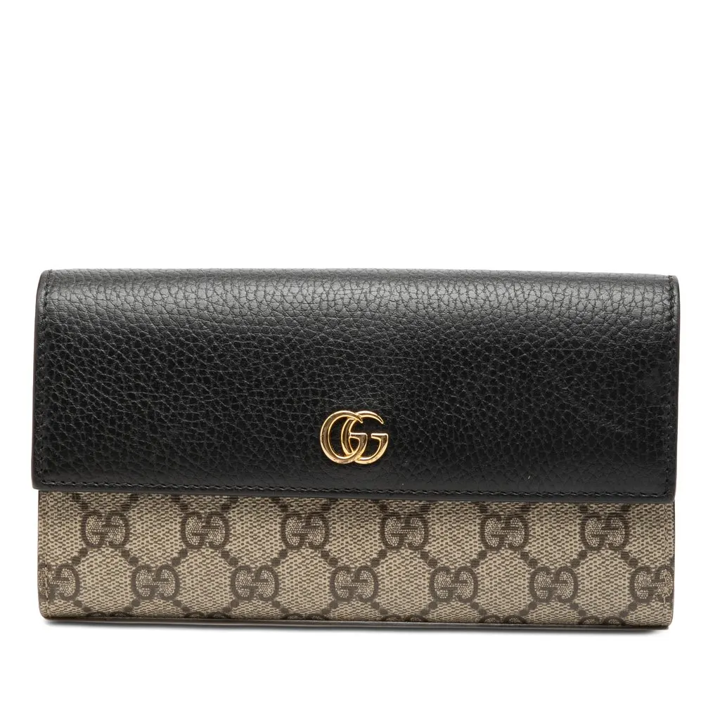 Gucci Bicolor GG Marmont GG Supreme Continental Wallet Beige Very good - Front View