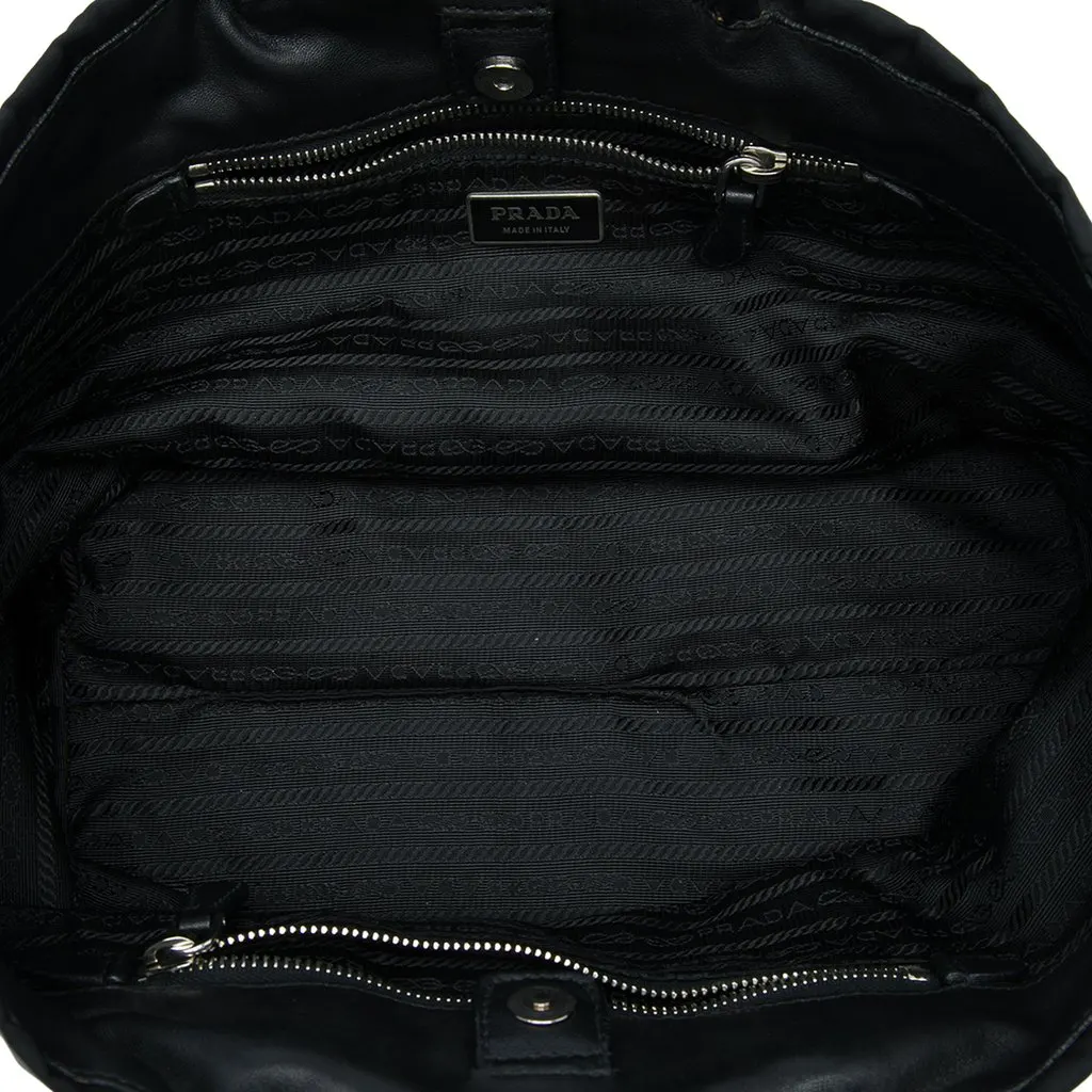 Prada Tessuto Fiocco Bow Tote Black Polyamide Good - Model View