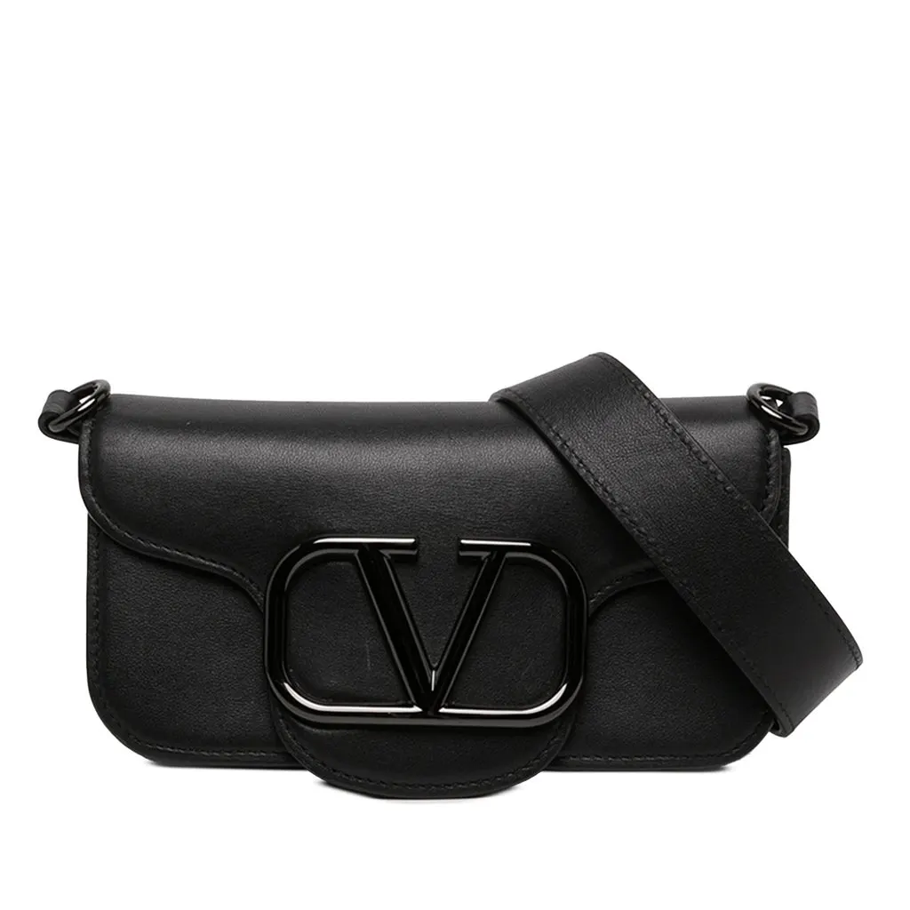 Valentino Small Calfskin VLogo Loco Satchel Black Leather Very good - Front View