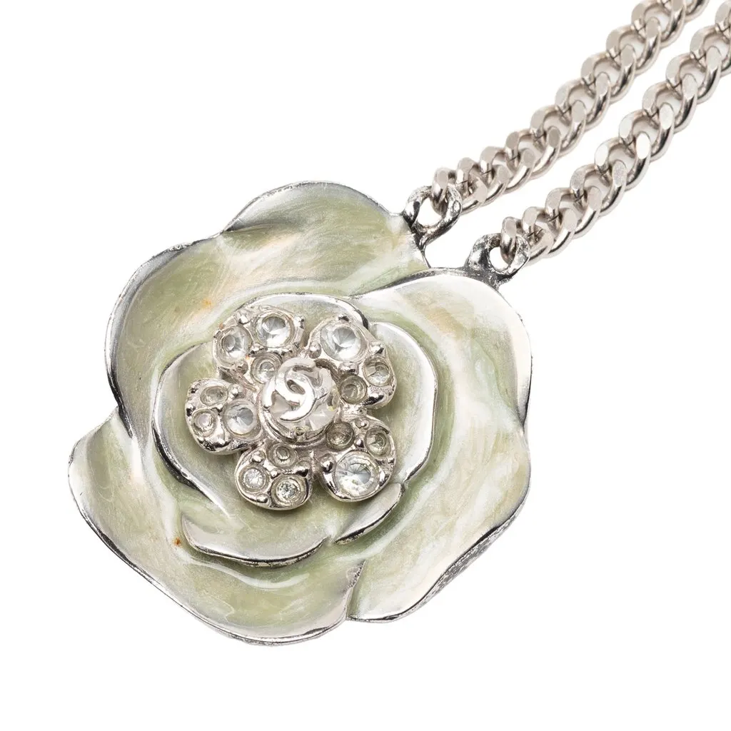 Chanel Silver Plated Camellia Chain Belt Silver Metal Very good - Back View