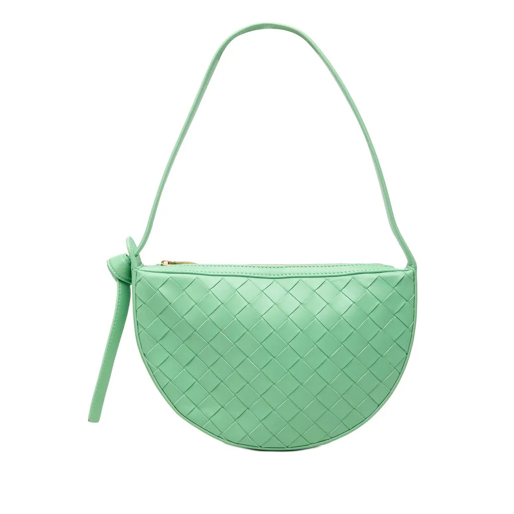 Bottega Veneta Mini Leather Intrecciato Sunrise Hobo Green Leather Very good - Front View