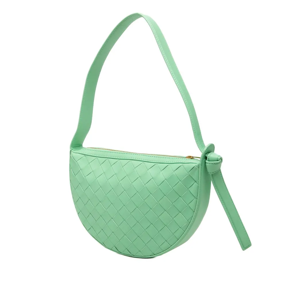 Bottega Veneta Mini Leather Intrecciato Sunrise Hobo Green Leather Very good - Back View