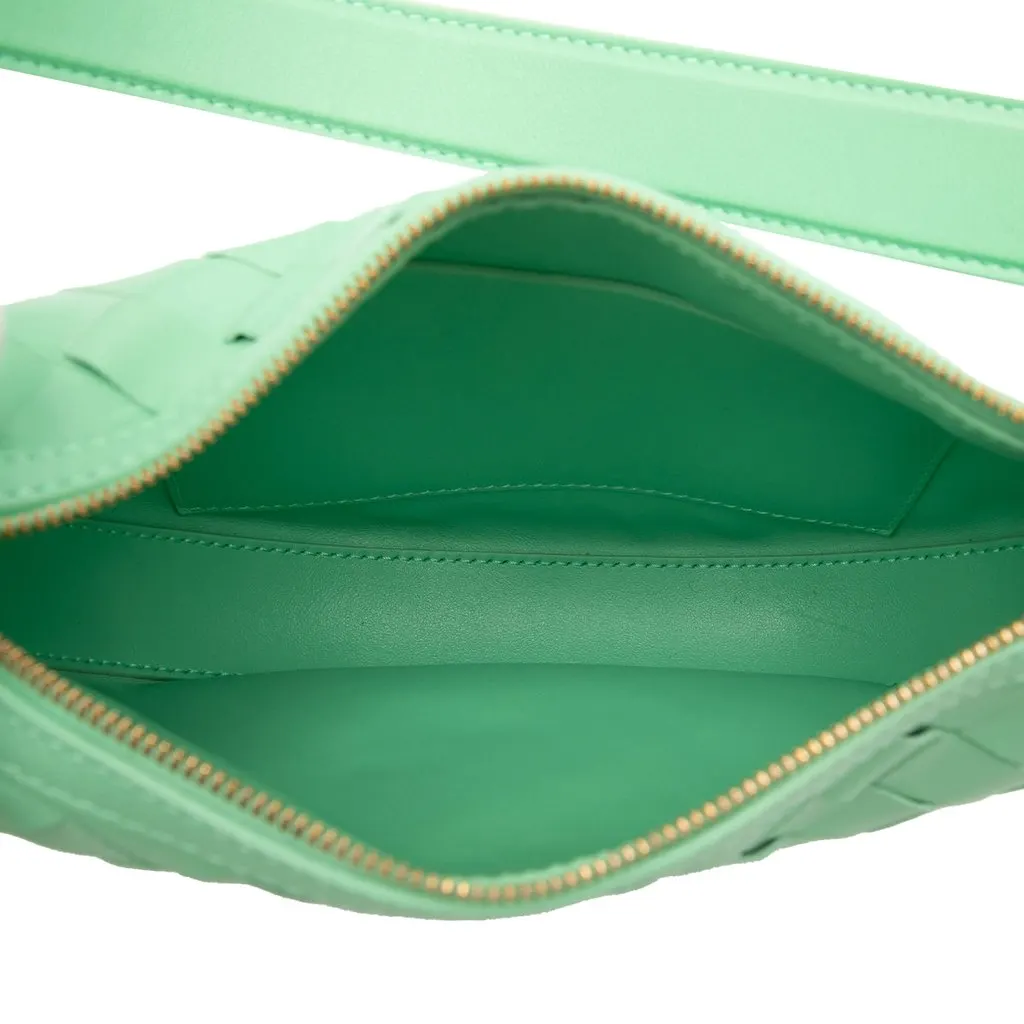 Bottega Veneta Mini Leather Intrecciato Sunrise Hobo Green Leather Very good - Model View