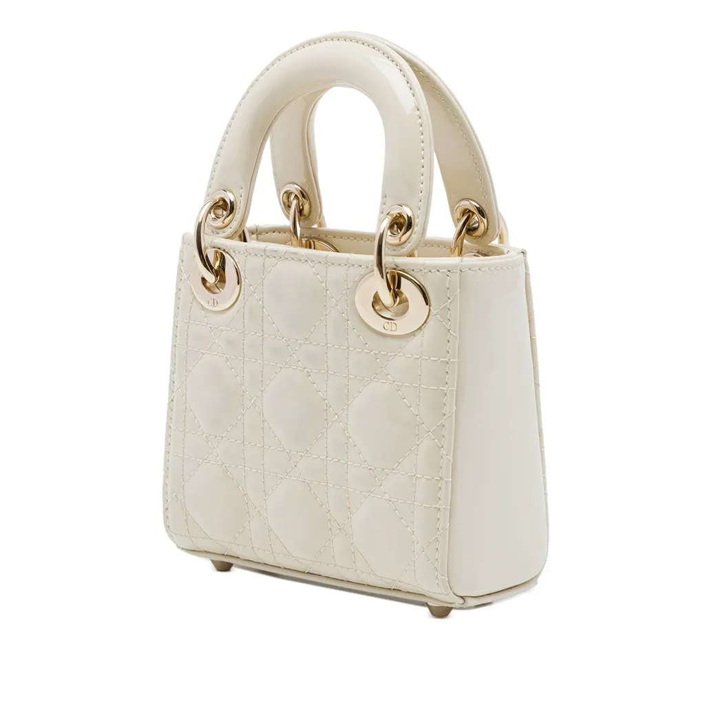 Dior Micro Patent Cannage Lady Dior White Leather Very good - Back View