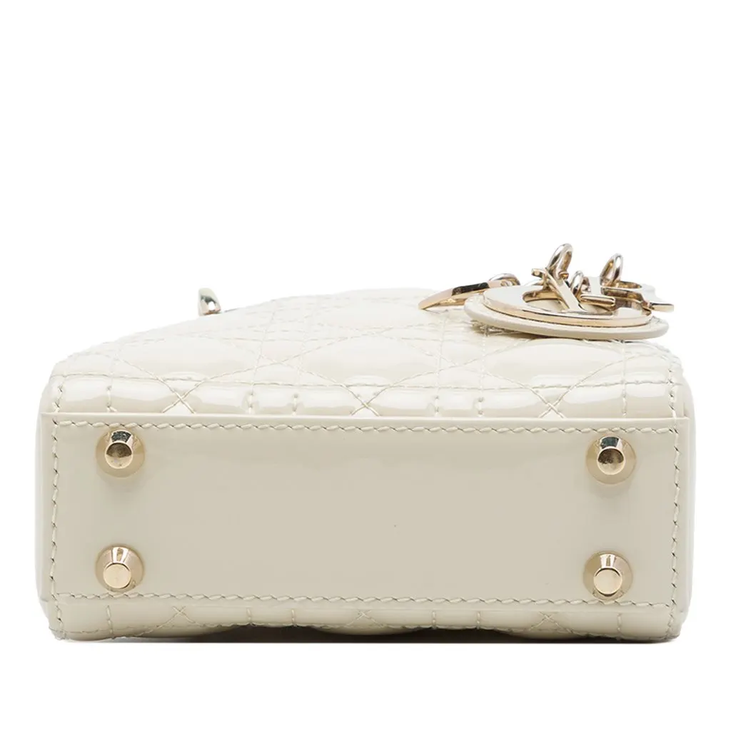 Dior Micro Patent Cannage Lady Dior White Leather Very good - Inside View