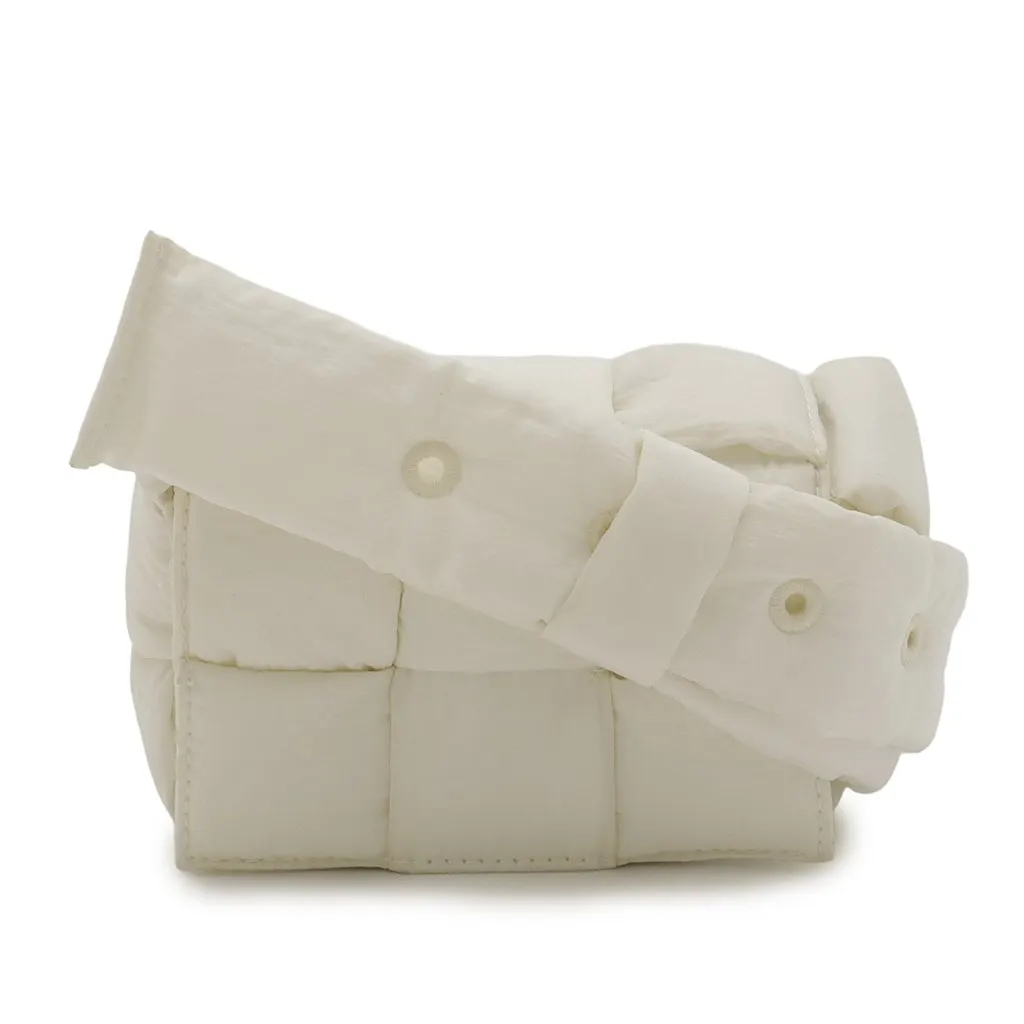 Bottega Veneta Candy Nylon Intrecciato Padded Tech Cassette Crossbody White Very good - Front View