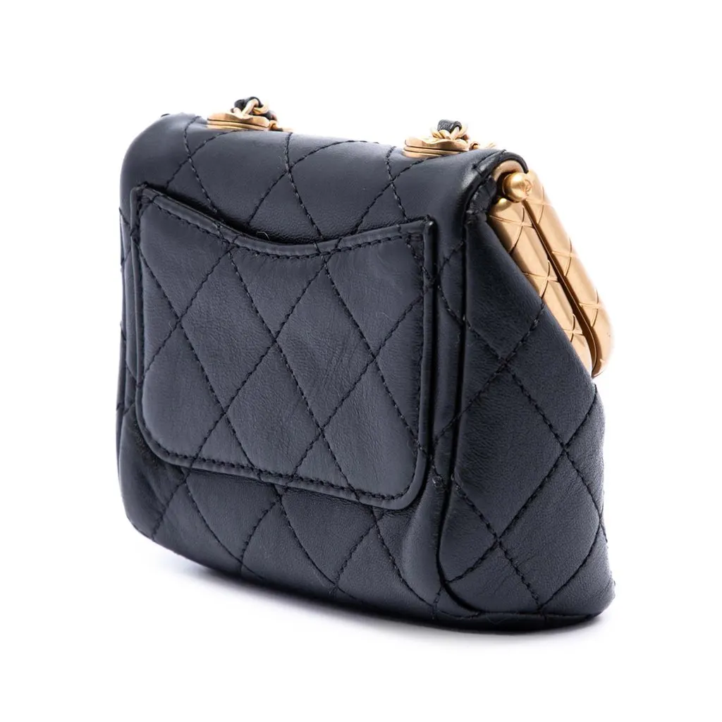 Chanel Micro Quilted Lambskin My Crush Bag Black Leather Very good - Back View