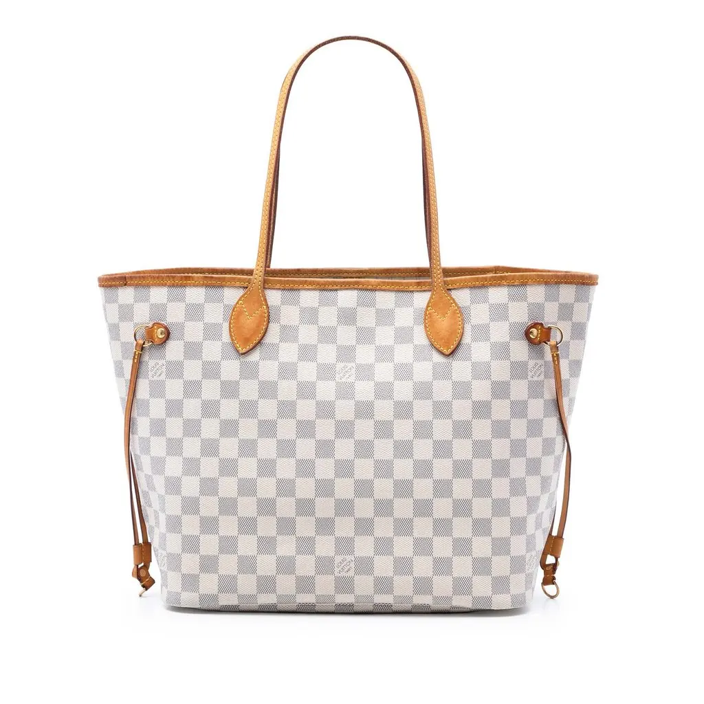 Louis Vuitton Damier Azur Neverfull MM White Very good - Front View
