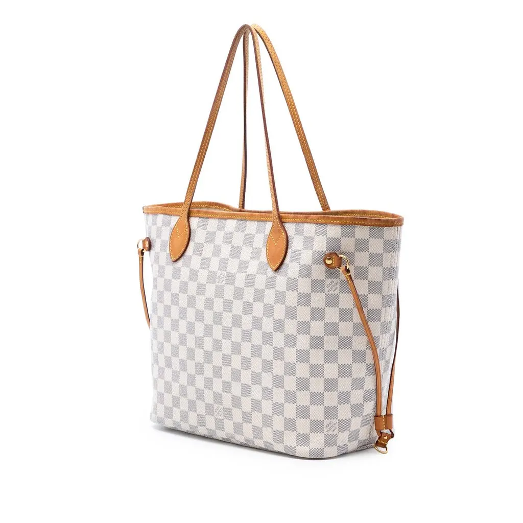 Louis Vuitton Damier Azur Neverfull MM White Very good - Back View