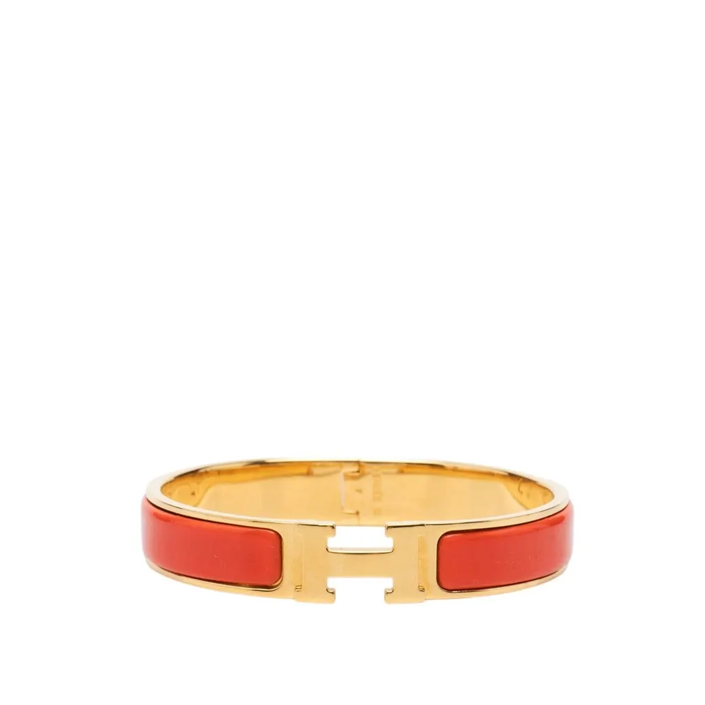 Hermès Narrow Enamel Clic H Bracelet PM Red Very good - Front View