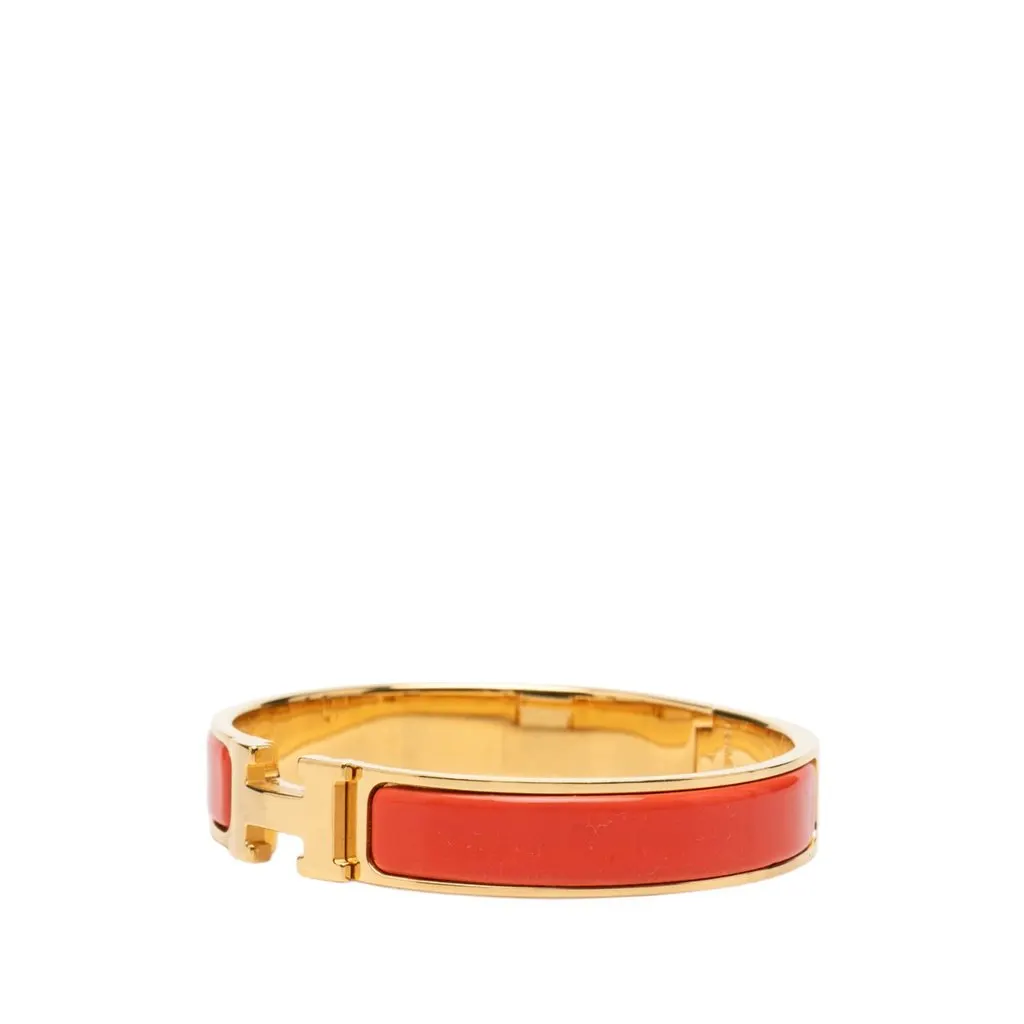 Hermès Narrow Enamel Clic H Bracelet PM Red Very good - Back View