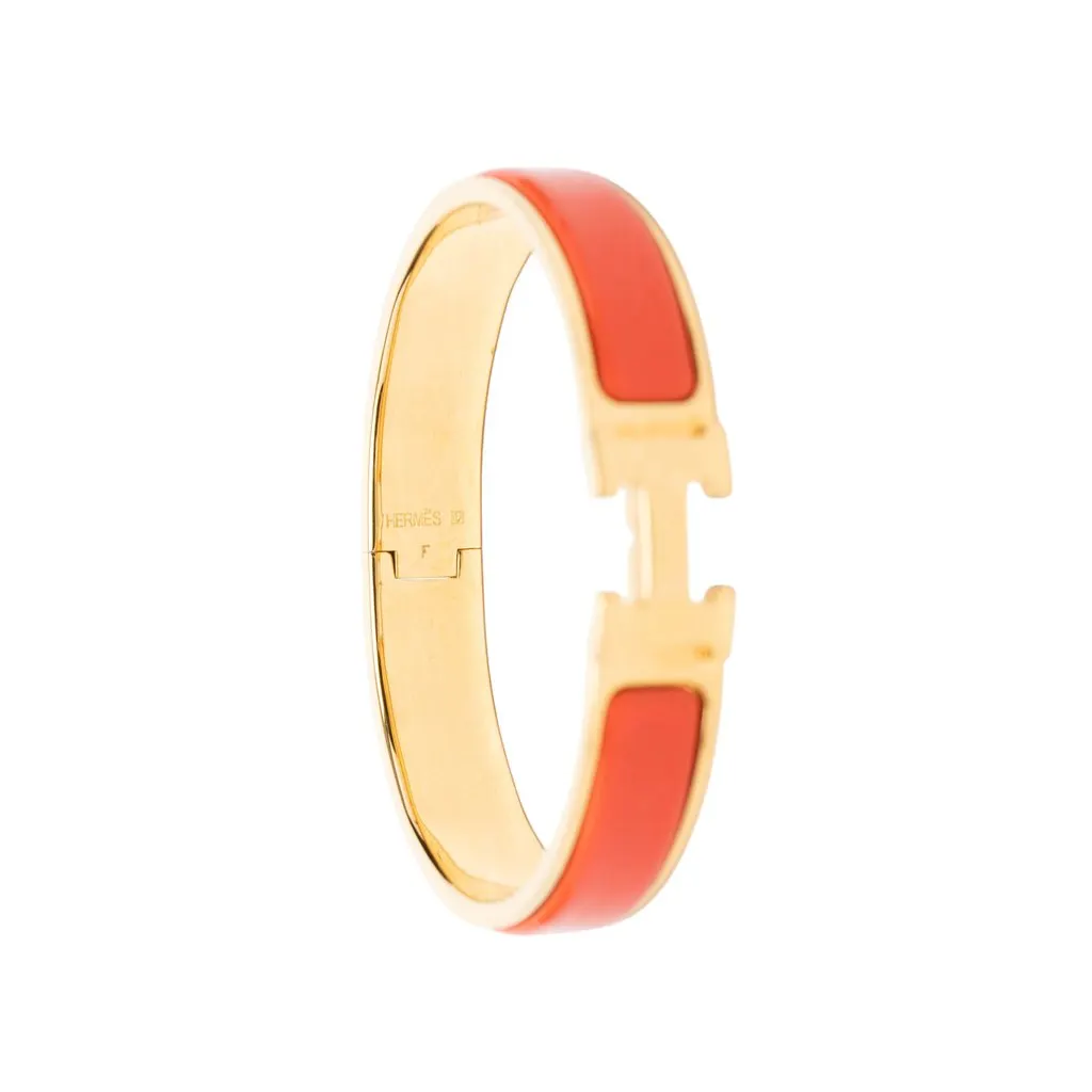 Hermès Narrow Enamel Clic H Bracelet PM Red Very good - Model View