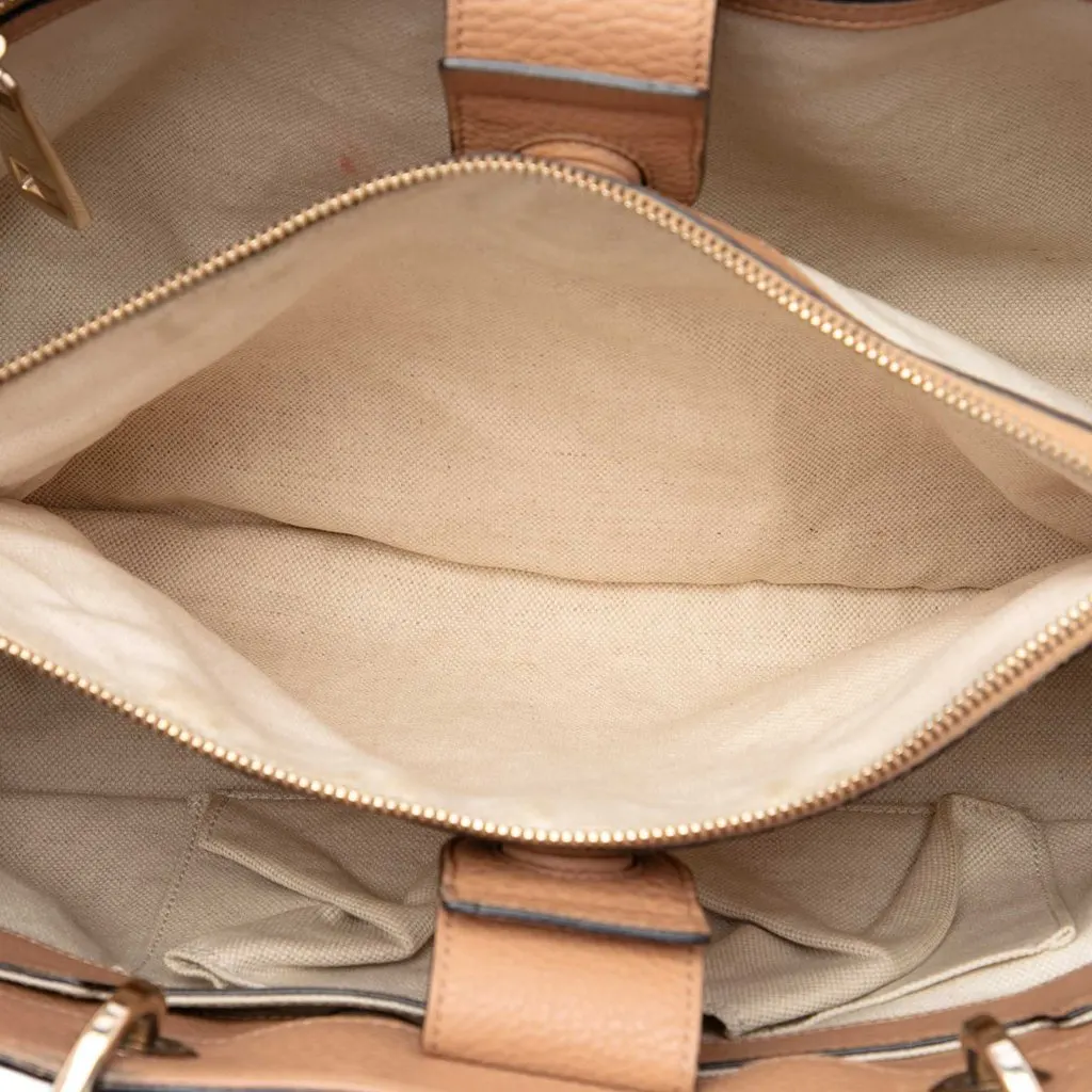 Gucci Medium Calfskin Bamboo Shopper Satchel Brown Leather Very good - Model View