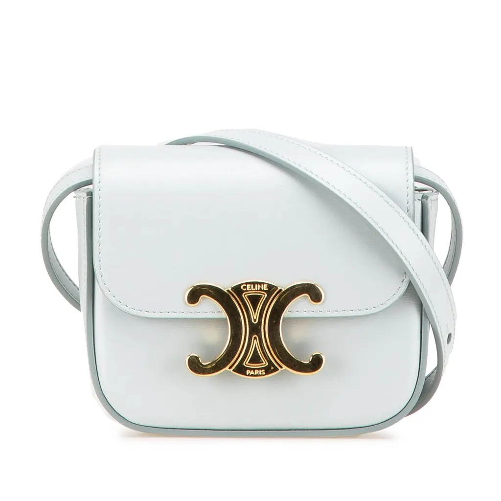Celine Mini Calfskin Claude Crossbody Blue Leather Very good - Front View