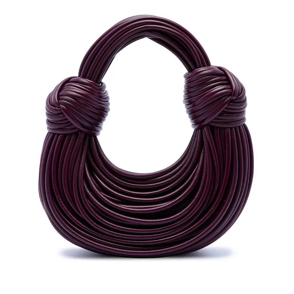 Bottega Veneta Mini Nappa Tubular Double Knot Bag Purple Leather Very good - Front View