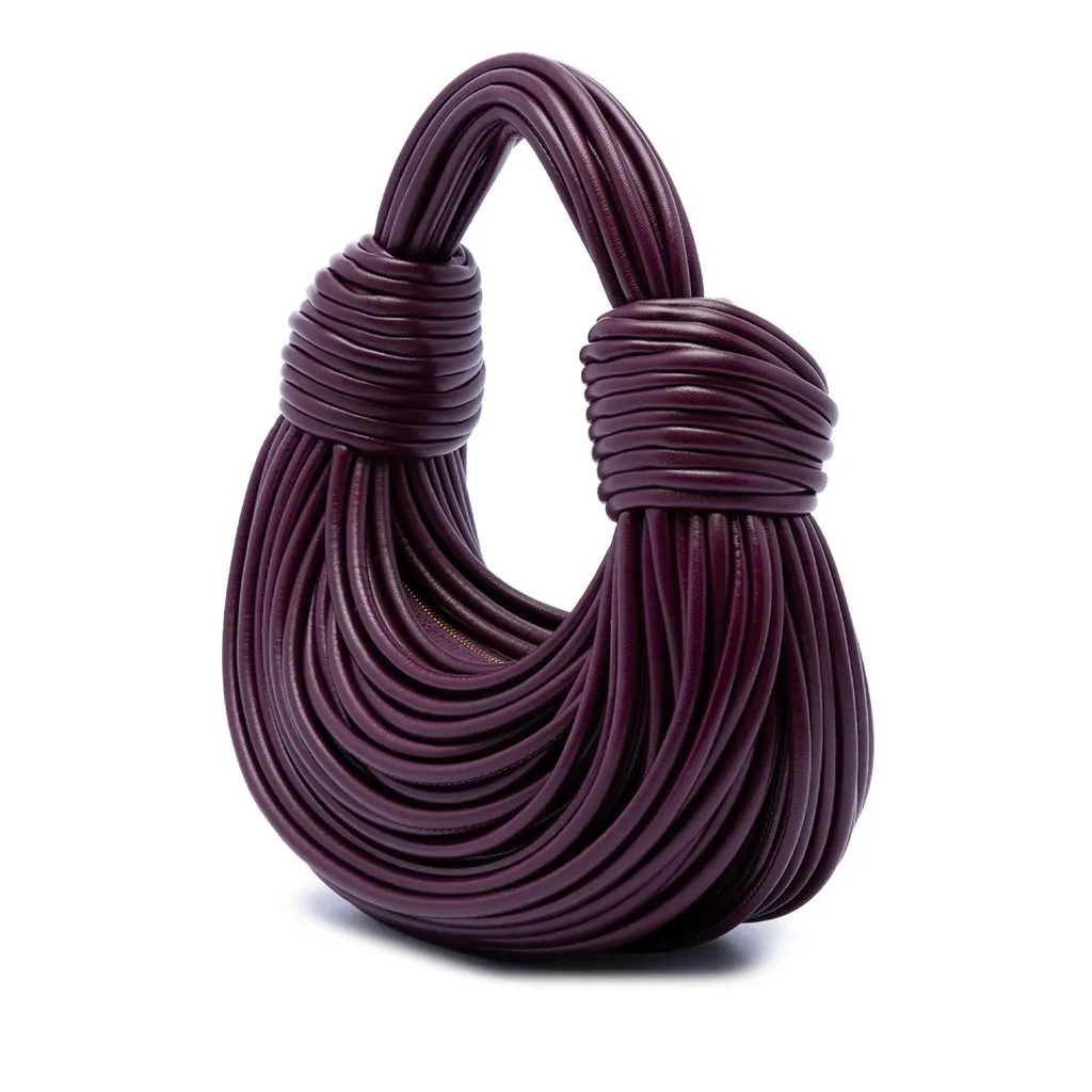 Bottega Veneta Mini Nappa Tubular Double Knot Bag Purple Leather Very good - Back View