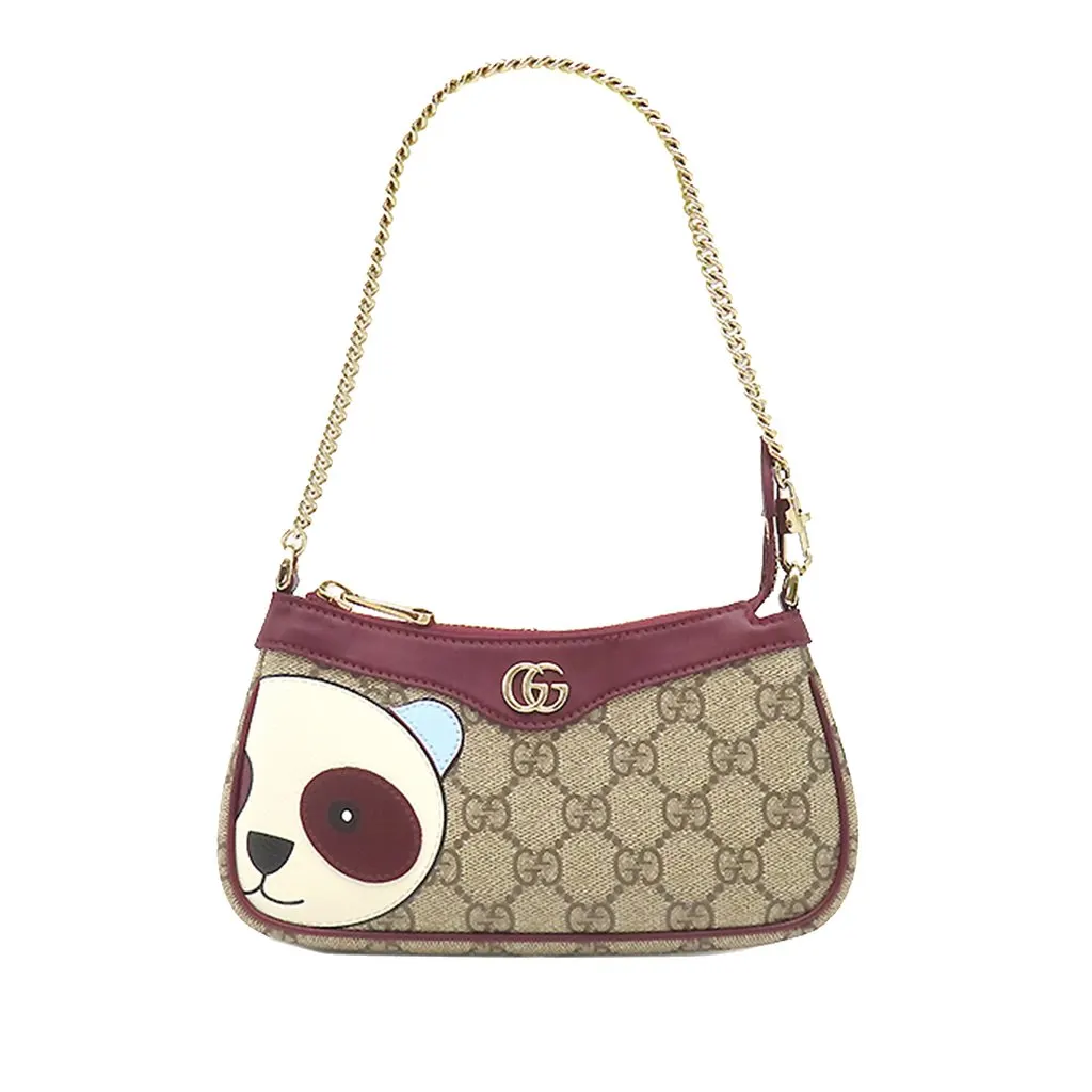 Gucci Mini GG Supreme Panda Ophidia Shoulder Bag Beige Very good - Front View